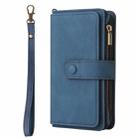 For iPhone 16 Pro Skin Feel Multi Card Slots Zipper Wallet Leather Phone Case(Blue) - 2