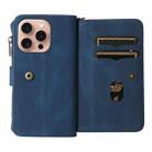 For iPhone 16 Pro Skin Feel Multi Card Slots Zipper Wallet Leather Phone Case(Blue) - 3