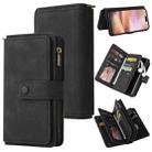 For iPhone 16 Plus Skin Feel Multi Card Slots Zipper Wallet Leather Phone Case(Black) - 1