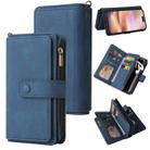 For iPhone 16 Plus Skin Feel Multi Card Slots Zipper Wallet Leather Phone Case(Blue) - 1