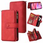 For iPhone 16 Skin Feel Multi Card Slots Zipper Wallet Leather Phone Case(Red) - 1
