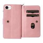 For iPhone SE 2024 Skin Feel Multi Card Slots Zipper Wallet Leather Phone Case(Pink) - 3