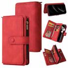 For iPhone 17 Pro Max Skin Feel Multi Card Slots Zipper Wallet Leather Phone Case(Red) - 1