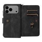 For iPhone 17 Pro Max Skin Feel Multi Card Slots Zipper Wallet Leather Phone Case(Black) - 3