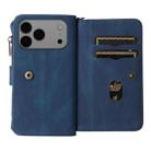 For iPhone 17 Pro Max Skin Feel Multi Card Slots Zipper Wallet Leather Phone Case(Blue) - 3