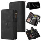 For iPhone 17 Pro Skin Feel Multi Card Slots Zipper Wallet Leather Phone Case(Black) - 1