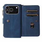 For iPhone 17 Pro Skin Feel Multi Card Slots Zipper Wallet Leather Phone Case(Blue) - 3