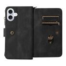 For iPhone 17 Skin Feel Multi Card Slots Zipper Wallet Leather Phone Case(Black) - 3