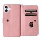 For iPhone 17 Skin Feel Multi Card Slots Zipper Wallet Leather Phone Case(Pink) - 3