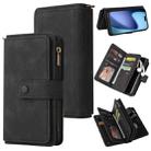 For iPhone 17 Air Skin Feel Multi Card Slots Zipper Wallet Leather Phone Case(Black) - 1