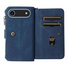 For iPhone 17 Air Skin Feel Multi Card Slots Zipper Wallet Leather Phone Case(Blue) - 3