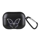 For AirPods Pro 2 Wireless Earphones TPU Painted Protective Case(Black Hollow Butterfly) - 1