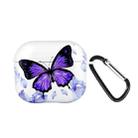 For AirPods 3 Wireless Earphones TPU Painted Protective Case(White Purple Butterfly) - 1