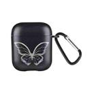 For AirPods 2 / 1 Wireless Earphones TPU Painted Protective Case(Black Hollow Butterfly) - 1