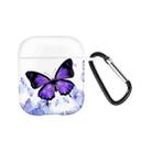For AirPods 2 / 1 Wireless Earphones TPU Painted Protective Case(White Purple Butterfly) - 1