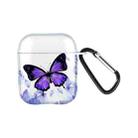 For AirPods 2 / 1 Wireless Earphones TPU Painted Protective Case(Transparent Purple Butterfly) - 1