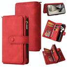 For Samsung Galaxy S25 Ultra 5G Skin Feel Multi Card Slots Zipper Wallet Leather Phone Case(Red) - 1