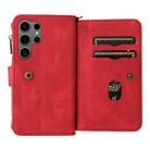 For Samsung Galaxy S25 Ultra 5G Skin Feel Multi Card Slots Zipper Wallet Leather Phone Case(Red) - 3