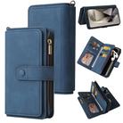 For Samsung Galaxy S25 Ultra 5G Skin Feel Multi Card Slots Zipper Wallet Leather Phone Case(Blue) - 1