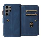 For Samsung Galaxy S25 Ultra 5G Skin Feel Multi Card Slots Zipper Wallet Leather Phone Case(Blue) - 3