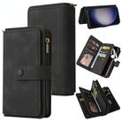 For Samsung Galaxy S25 / S24 5G Skin Feel Multi Card Slots Zipper Wallet Leather Phone Case(Black) - 1