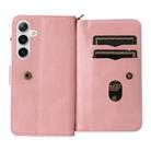 For Samsung Galaxy S25 / S24 5G Skin Feel Multi Card Slots Zipper Wallet Leather Phone Case(Pink) - 3