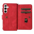 For Samsung Galaxy S25+ / S24+ 5G Skin Feel Multi Card Slots Zipper Wallet Leather Phone Case(Red) - 3
