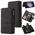 For Samsung Galaxy S25+ / S24+ 5G Skin Feel Multi Card Slots Zipper Wallet Leather Phone Case(Black) - 1