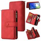 For Motorola Moto G04 / G24 Skin Feel Multi Card Slots Zipper Wallet Leather Phone Case(Red) - 1