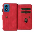 For Motorola Moto G04 / G24 Skin Feel Multi Card Slots Zipper Wallet Leather Phone Case(Red) - 3