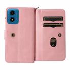 For Motorola Moto G04 / G24 Skin Feel Multi Card Slots Zipper Wallet Leather Phone Case(Pink) - 3