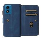 For Motorola Moto G04 / G24 Skin Feel Multi Card Slots Zipper Wallet Leather Phone Case(Blue) - 3