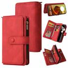 For Motorola Moto G85 Skin Feel Multi Card Slots Zipper Wallet Leather Phone Case(Red) - 1