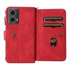 For Motorola Moto G85 Skin Feel Multi Card Slots Zipper Wallet Leather Phone Case(Red) - 3