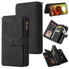 For Motorola Moto G85 Skin Feel Multi Card Slots Zipper Wallet Leather Phone Case(Black) - 1