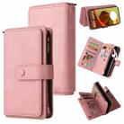 For Motorola Moto G85 Skin Feel Multi Card Slots Zipper Wallet Leather Phone Case(Pink) - 1