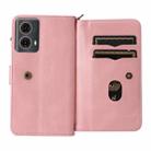 For Motorola Moto G85 Skin Feel Multi Card Slots Zipper Wallet Leather Phone Case(Pink) - 3