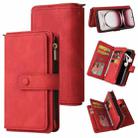 For OPPO Reno12 Pro Global Skin Feel Multi Card Slots Zipper Wallet Leather Phone Case(Red) - 1