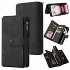 For OPPO Reno12 Pro Global Skin Feel Multi Card Slots Zipper Wallet Leather Phone Case(Black) - 1