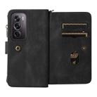 For OPPO Reno12 Pro Global Skin Feel Multi Card Slots Zipper Wallet Leather Phone Case(Black) - 3