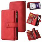 For OPPO Reno12 5G Global Skin Feel Multi Card Slots Zipper Wallet Leather Phone Case(Red) - 1