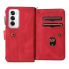 For OPPO Reno12 5G Global Skin Feel Multi Card Slots Zipper Wallet Leather Phone Case(Red) - 3