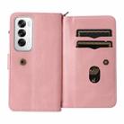 For OPPO Reno12 5G Global Skin Feel Multi Card Slots Zipper Wallet Leather Phone Case(Pink) - 3