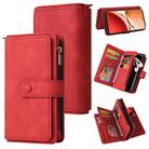 For OPPO Reno12 F 5G Global Skin Feel Multi Card Slots Zipper Wallet Leather Phone Case(Red) - 1