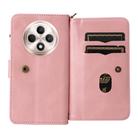 For OPPO Reno12 F 5G Global Skin Feel Multi Card Slots Zipper Wallet Leather Phone Case(Pink) - 3