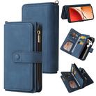 For OPPO Reno12 F 5G Global Skin Feel Multi Card Slots Zipper Wallet Leather Phone Case(Blue) - 1