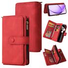 For OPPO A3 Pro 5G / A3 Pro India Skin Feel Multi Card Slots Zipper Wallet Leather Phone Case(Red) - 1