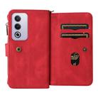 For OPPO A3 Pro 5G / A3 Pro India Skin Feel Multi Card Slots Zipper Wallet Leather Phone Case(Red) - 3