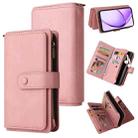 For OPPO A3 Pro 5G / A3 Pro India Skin Feel Multi Card Slots Zipper Wallet Leather Phone Case(Pink) - 1