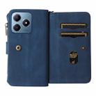 For Realme C63 / C61 / Note 60 Skin Feel Multi Card Slots Zipper Wallet Leather Phone Case(Blue) - 3